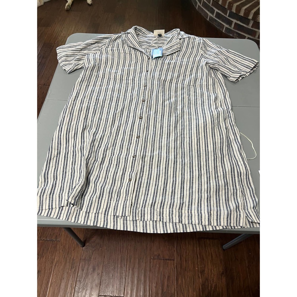 Universal Thread Small Women's Short Sleeve Shirtdress Cream & Ivory Striped